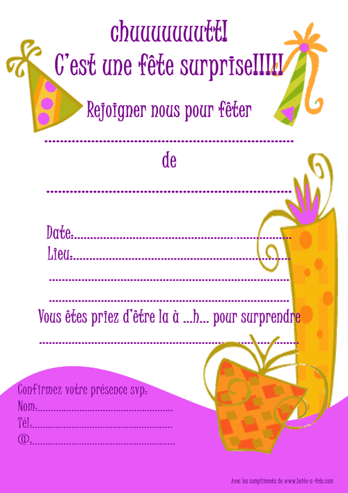 carte d'invitation d'anniversaire humoristique gratuite